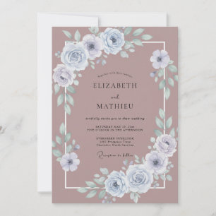 Mauve-Schiefer-Pfingstrosen-Hochzeit Einladung