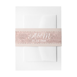 Mauve Shimmering Scallop Tulle Monogram Wedding Einladungsbanderole