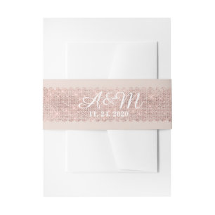 Mauve Shimmering Scallop Tulle Monogram Wedding Einladungsbanderole