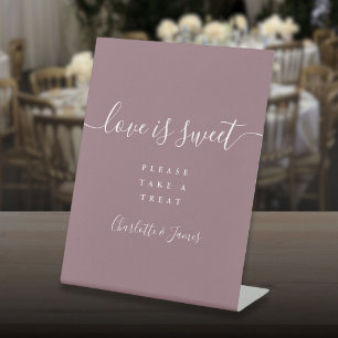 Mauve Signature Script-Liebe ist süß Gefallen Sockelschild