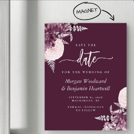 Mauve Silber Blumen Hochzeit Termin vormerken Magneteinladung
