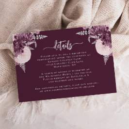 Mauve Silver Floral Wedding Details Begleitkarte