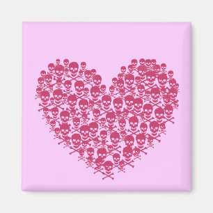 Mauve Skull Heart Magnet