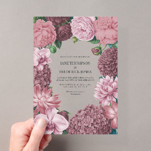 Mauve Smoke, Dusty Peony und Rosewater Clay Hochze Acryleinladungen