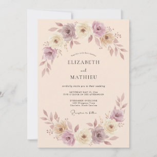 Mauve Soft Blossom Romantik-Hochzeit Einladung