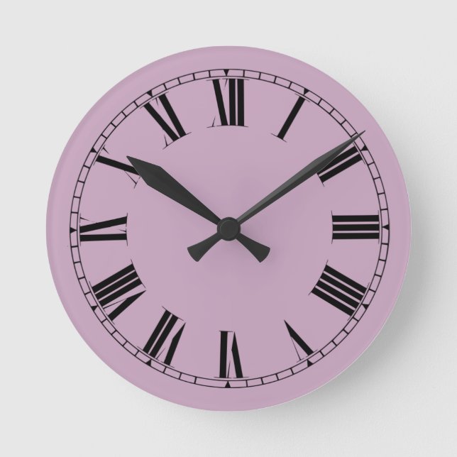 Mauve Solid Color Runde Wanduhr (Vorderseite)