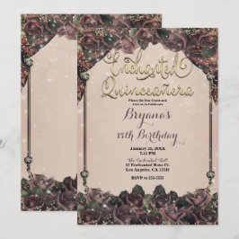 Mauve Spice Rose Sparkle 15 Quinceañera 15. Einladung