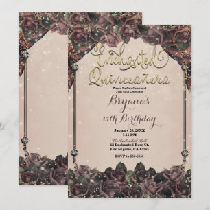 Mauve Spice Rosen funkeln 15 Quinceañera 15.  Einladung