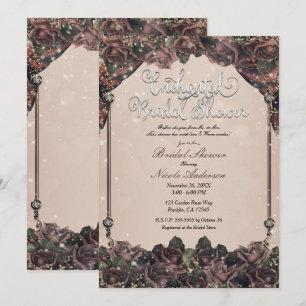 Mauve-Spice-Rosen Glitter Brautschmaus Einladung