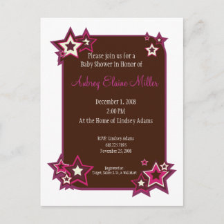 Mauve Stars Baby shower Invitation