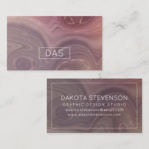 Mauve Strata   Dusty Pink Rose Gold Agate Monogram Visitenkarte