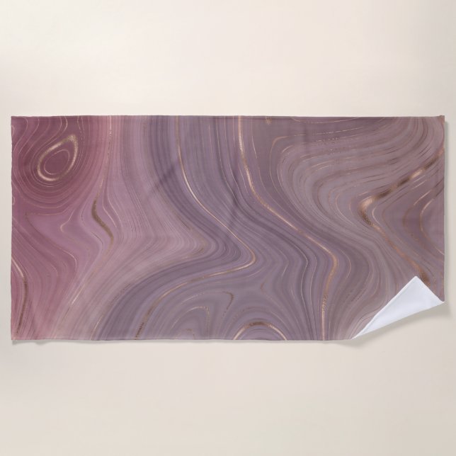 Mauve Strata | Dusty Pink und Rose Gold Agate Strandtuch (Vorderseite)