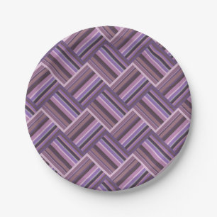 Mauve Streifen diagonales Webmuster Pappteller