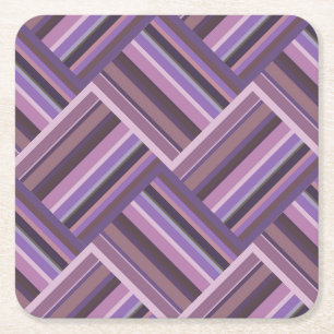 Mauve Streifen diagonales Webmuster Rechteckiger Pappuntersetzer