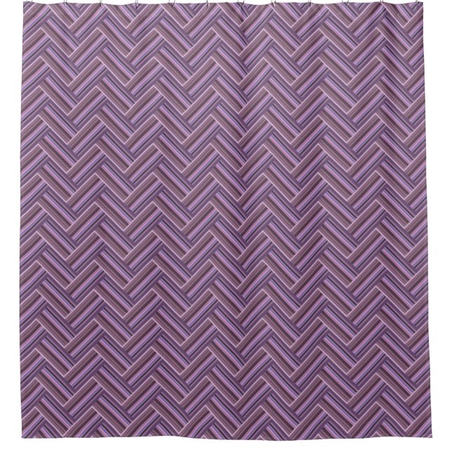 Mauve Streifen-Doppelwebermuster Duschvorhang (Vorderseite)
