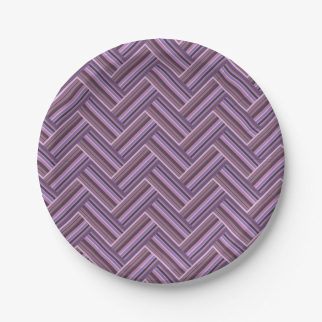 Mauve Streifen-Doppelwebermuster Pappteller (Vorderseite)