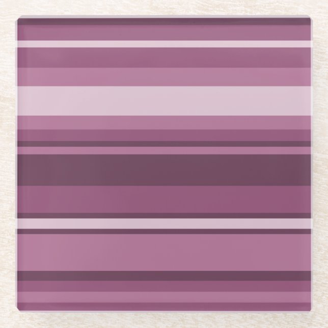 Mauve Streifen Glasuntersetzer (Vorderseite)