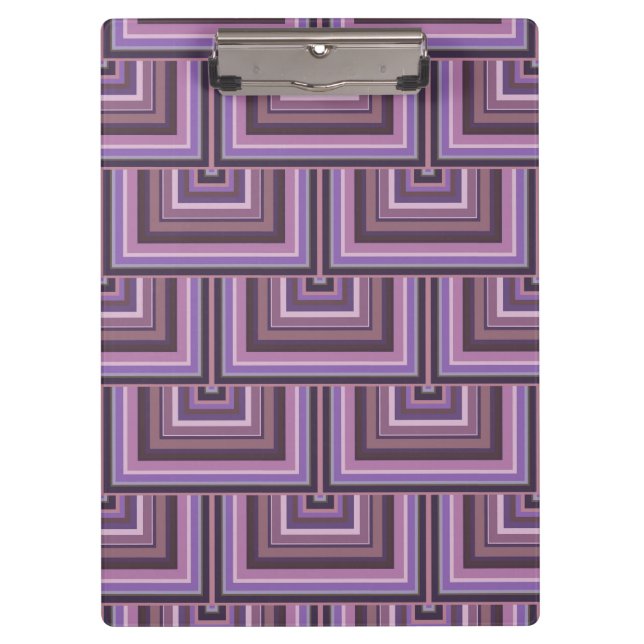 Mauve Streifen quadratische Skala Muster Klemmbrett (Vorderseite)