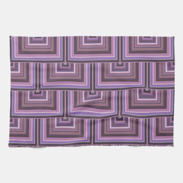 Mauve Streifen quadratische Skala Muster Küchentuch (Horizontal)