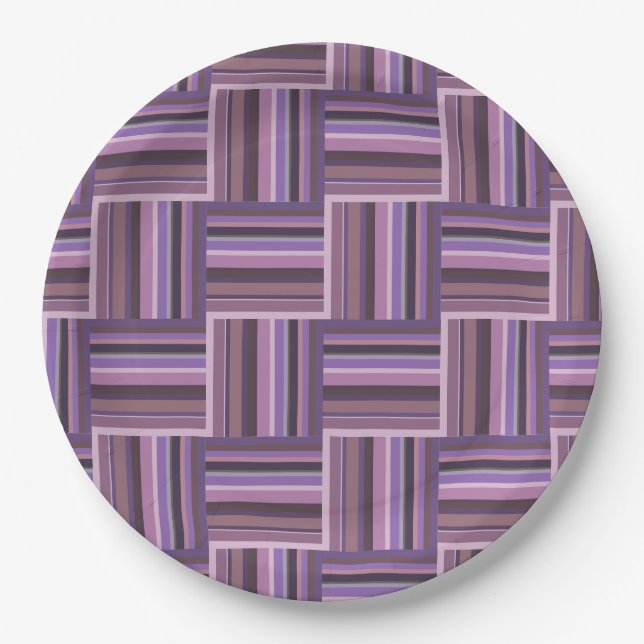 Mauve Streifen Webmuster Pappteller (Vorderseite)