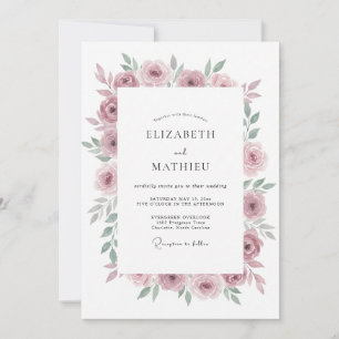 Mauve Subtile Wasserfarben-Hochzeit Einladung
