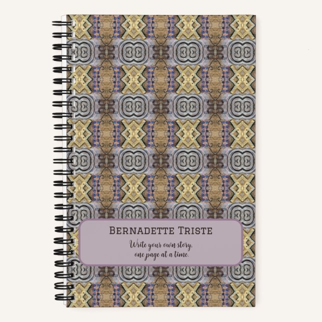 Mauve Tan Brown Geometric Seamless Pattern Notizbuch (Vorderseite)