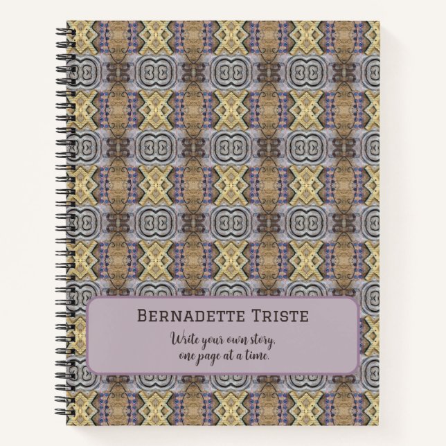 Mauve Tan Brown Geometric Seamless Pattern Notizbuch (Vorderseite)