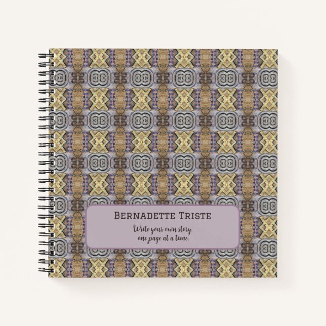 Mauve Tan Brown Geometric Seamless Pattern Notizbuch (Vorderseite)