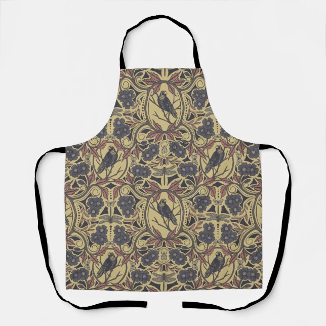 Mauve, Tan & Gray Crow & Dragonfly Schürze (Vorderseite)