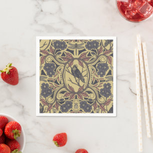 Mauve, Tan & Gray Crow & Dragonfly Serviette