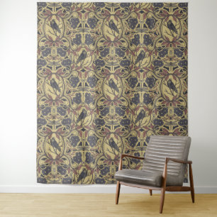 Mauve, Tan & Gray Crow & Dragonfly Wandteppich