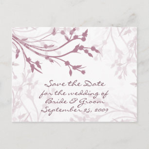 Mauve Tree Branches - Save the Date Ankündigungspostkarte