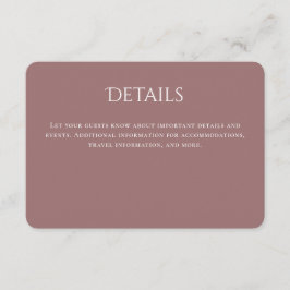 Mauve Typografie kurvte Angaben zur Hochzeit Begleitkarte