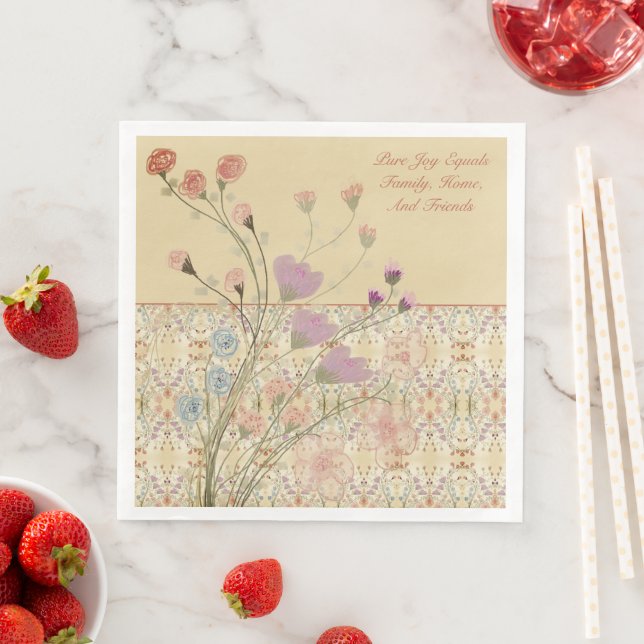 Mauve und Beige Floral Serviette (Beispiel)