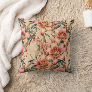Mauve und Copper Lilies auf Tan Kissen