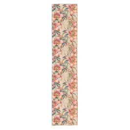 Mauve und Copper Lilies auf Tan Kurzer Tischläufer