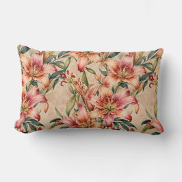 Mauve und Copper Lilies auf Tan Lendenkissen