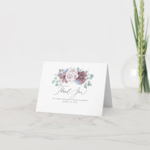 Mauve und Dusty Blue Flowers Elegant Vielen Dank Dankeskarte