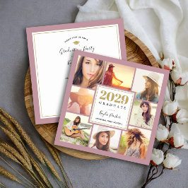Mauve und Gold | 8 Foto Square Graduation Party Ankündigung