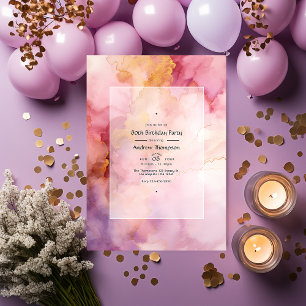 Mauve- und Gold-Aquarell-Waschung Erwachsener Gebu Einladung