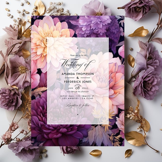 Mauve und Gold Floral Wedding Einladung (Von Creator hochgeladen)