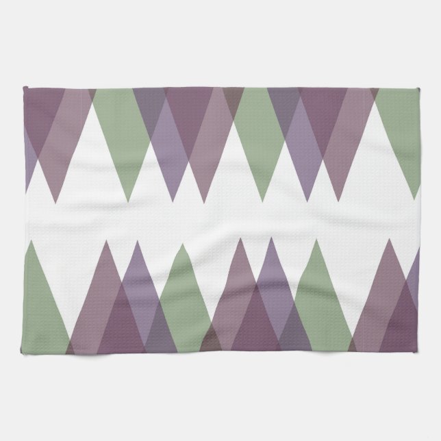 Mauve und grüne Dreiecke Geschirrtuch (Horizontal)