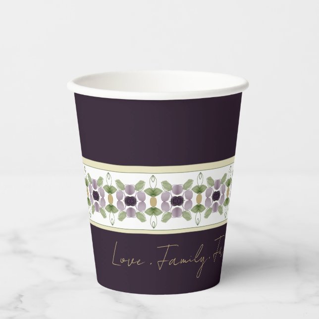 Mauve und Lila Blume Pappbecher (Vorderseite)