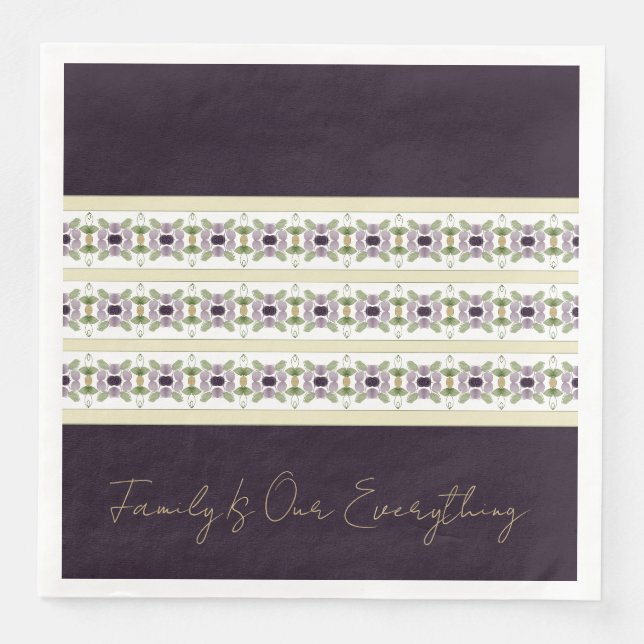 Mauve und Lila Blume Serviette (Vorderseite)