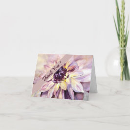 Mauve und Lila Dahlia Wasserfarbenflora Dankeskarte