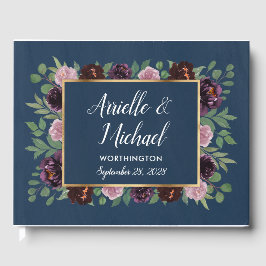 Mauve und Navy Blue Gold Plum Wedding Guest Book Gästebuch
