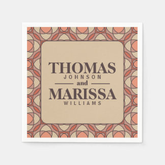 Mauve und Terrakotta Art Deco Hochzeitspapier Serv Serviette