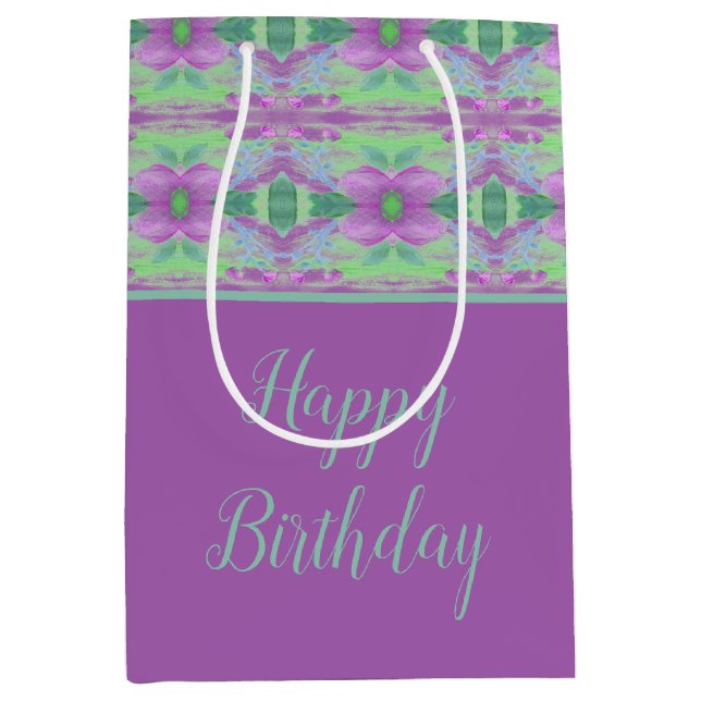 Mauve und Türkis Mittlere Geschenktüte (Vorderseite)