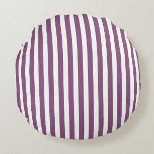 Mauve und weiße Streifen Rundes Kissen