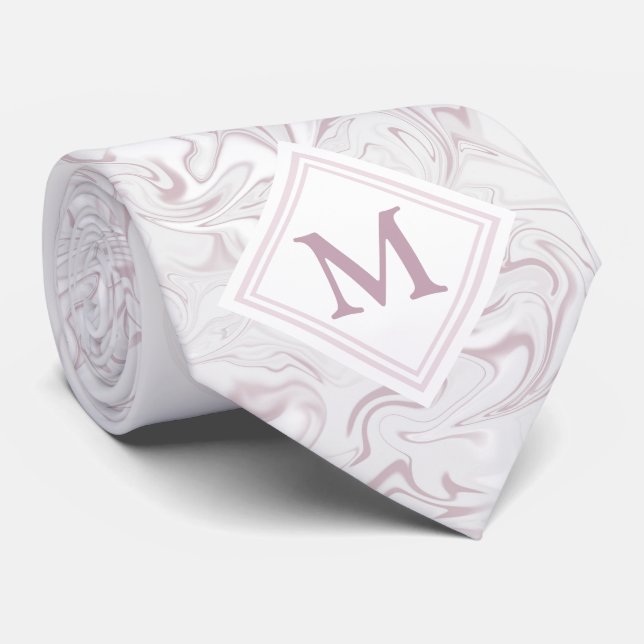 Mauve und weißer Marmor mit Diamond Monogram Krawatte (Gerollt)